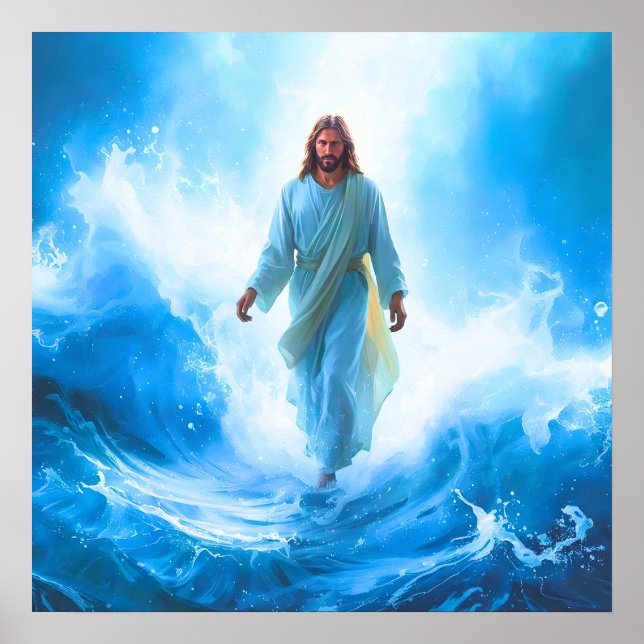 Jesus In The ocean Poster Print (Devant)