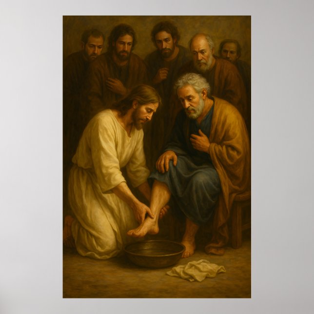 Jésus lave les pieds des disciplesMC affiche d’art (Devant)