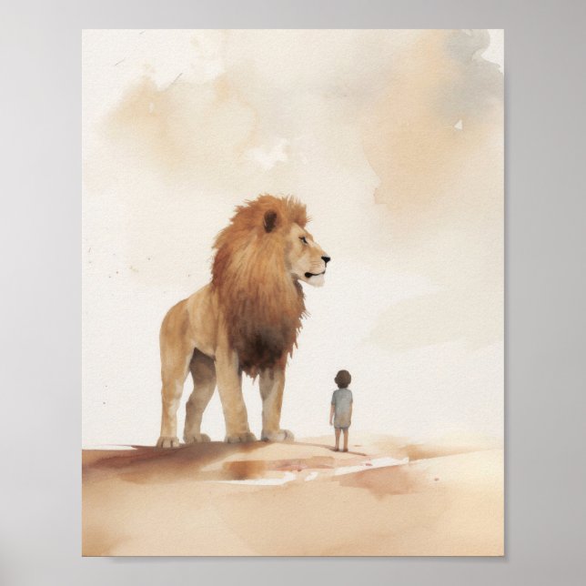 Jésus, Le Lion Et L'Enfant, Impression Numérique,  (Devant)