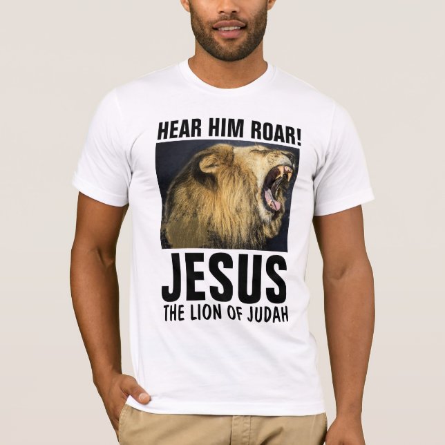 JÉSUS, LE LION ROARANT DE JUDAH, T-SHIRTS (Devant)
