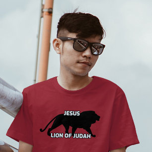 JÉSUS LION DE JUDAH CHRISTIAN T-SHIRTS ROUGE