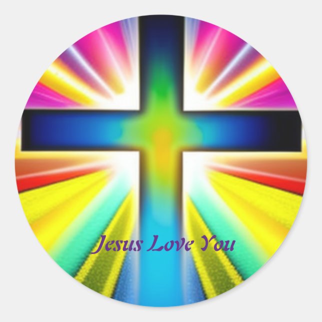 Jesus Love You Cross Classic Round Sticker (Devant)