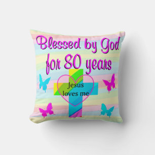 JÉSUS M'AIME 80E ANNIVERSAIRE COUSSIN