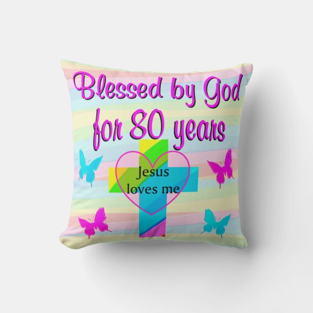 JÉSUS M'AIME 80E ANNIVERSAIRE COUSSIN (Recto)