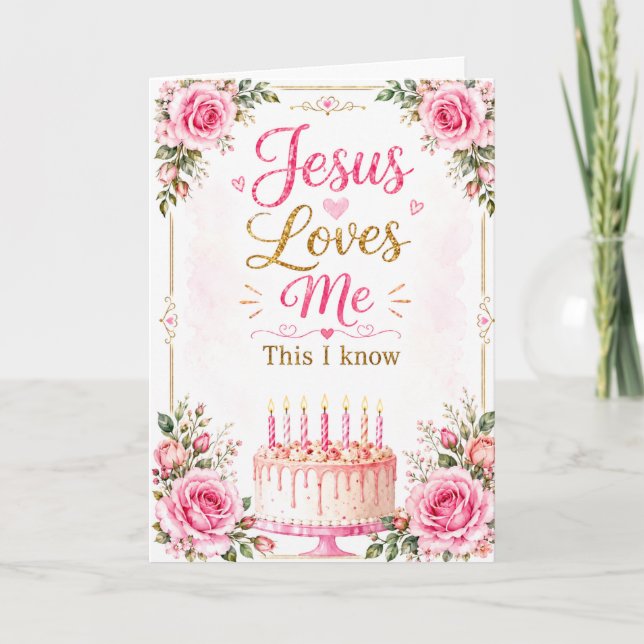 Jésus m'aime | Carte d'anniversaire chrétienne (Devant)