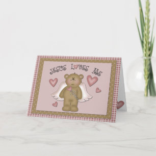 Jésus m'aime carte de voeux d'ange d'ours de