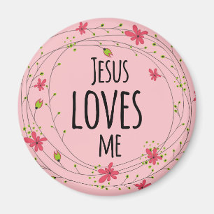 Jésus M'Aime Croix Wreath Floral Rose Magnet