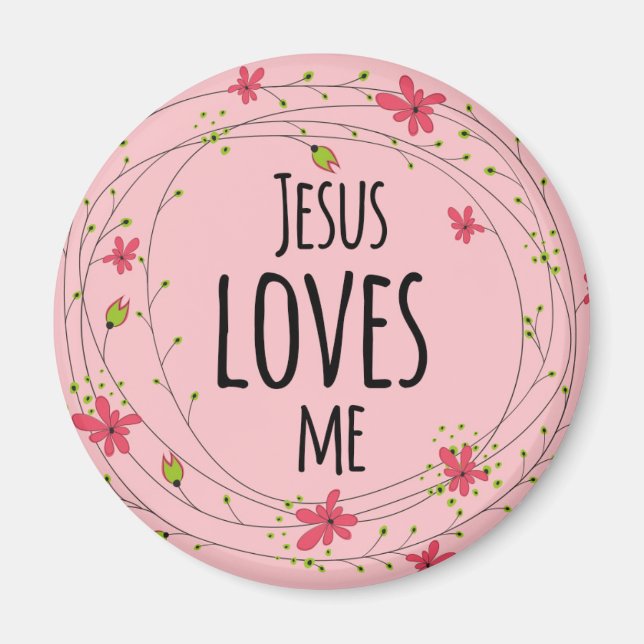 Jésus M'Aime Croix Wreath Floral Rose Magnet (Devant)