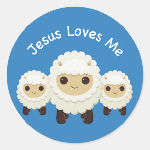 Jésus m'aime Cross berger mouton Sticker bleu