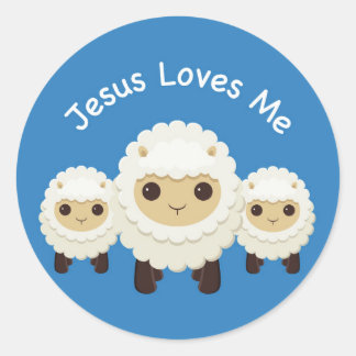 Jésus m'aime Cross berger mouton Sticker bleu