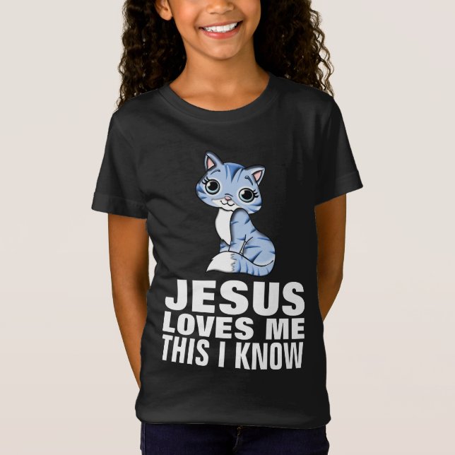 JÉSUS M'AIME CUISINE, CHRÉTIENNE CHAT T-SHIRTS (Devant)