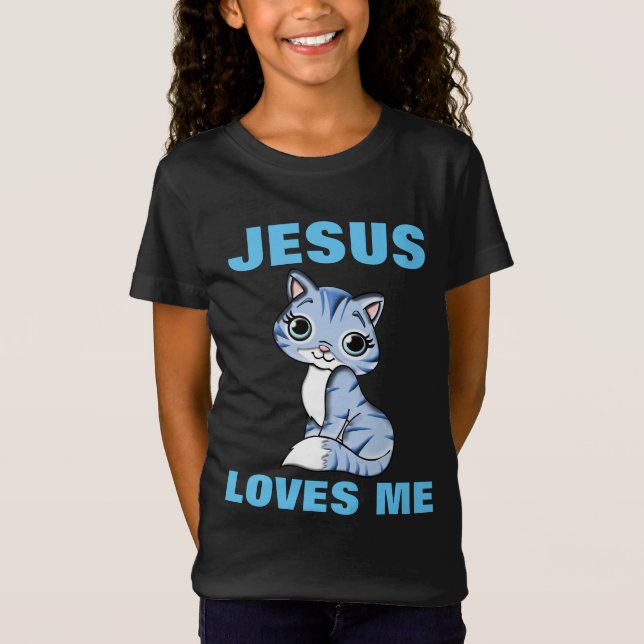 JÉSUS M'AIME CUISINE, CHRÉTIENNE CHAT T-SHIRTS (Devant)