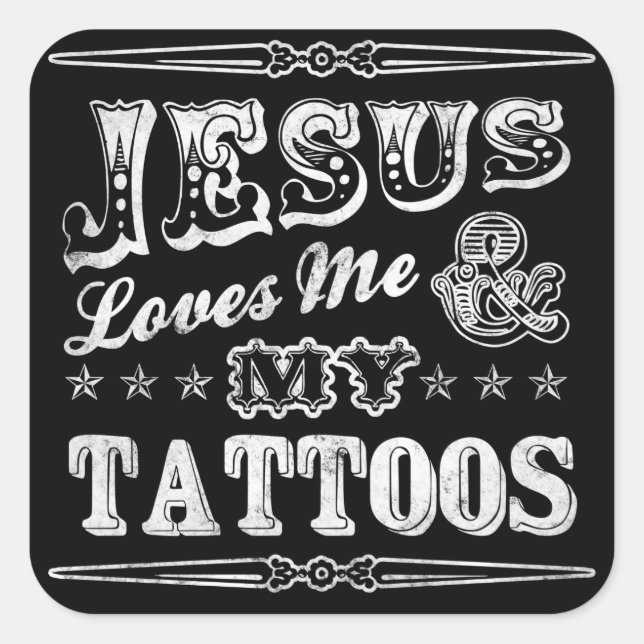 Jésus m'aime et mes stickers de tatouages (Devant)