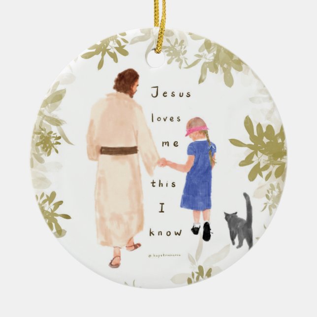 Jésus m'aime Ornement en céramique de Noël (Devant)