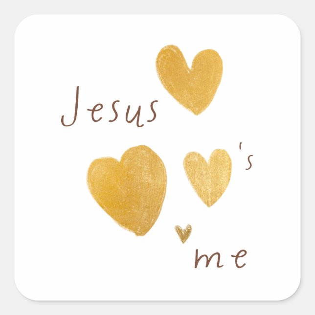 Jésus m'aime. Stickers coeur or moderne (Devant)