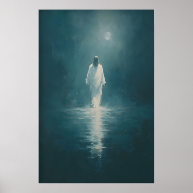 Jésus Marchant Sur L'eau, Art Mural Chrétien (Devant)