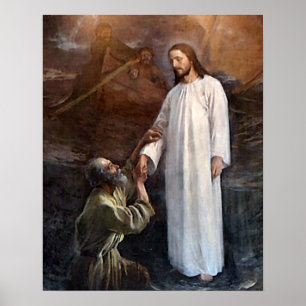 Jesus marche sur l'eau 3 & St Peter Poster Wide