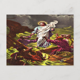 Jésus marche sur l'eau carte postale