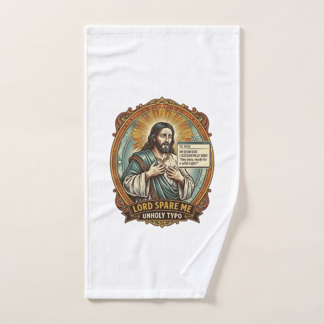 Jésus Mauvaise Message Autocorrect Patron Embarras (Serviette à main)