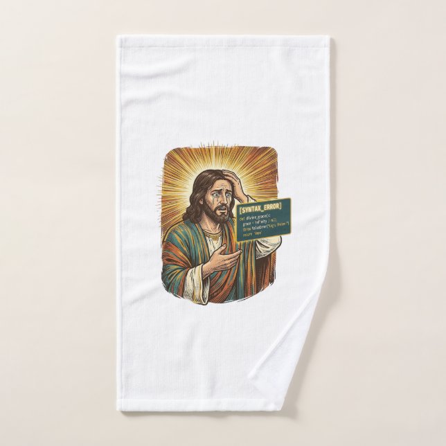 Jésus pleurant Erreur de syntaxe Codage Programmeu (Serviette à main)