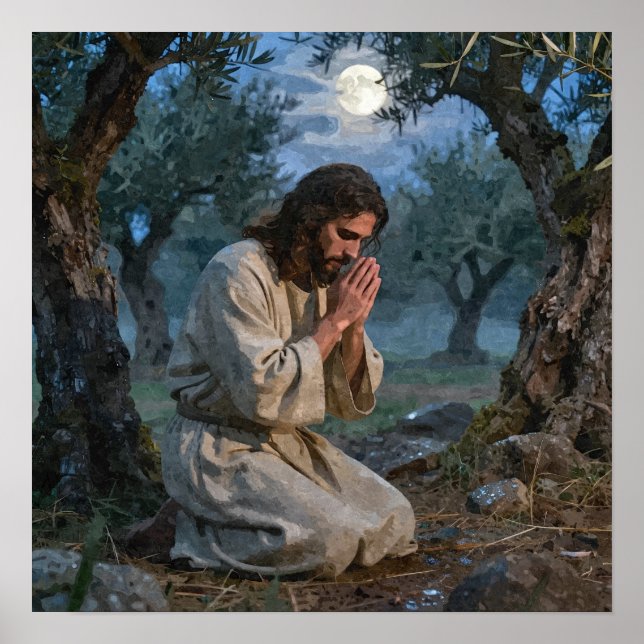 Jésus priant dans les affiches et impressions du J (Devant)