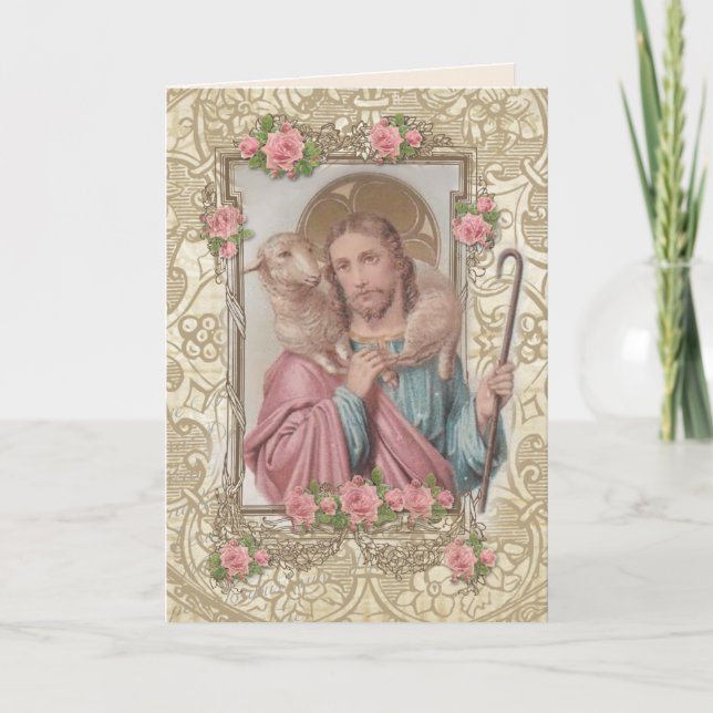 Jésus religieux Bon Pasteur Bible Carte vintage (Devant)