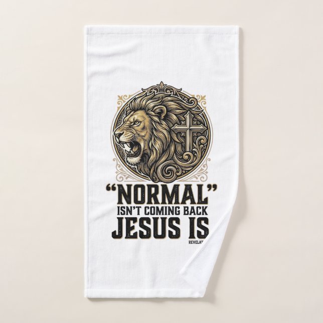 Jésus Revient Croix Lionnne Chemise Chrétienne (Serviette à main)