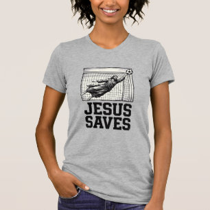 Jesus Sauve Gardien de Football T-Shirt Gravure Vi