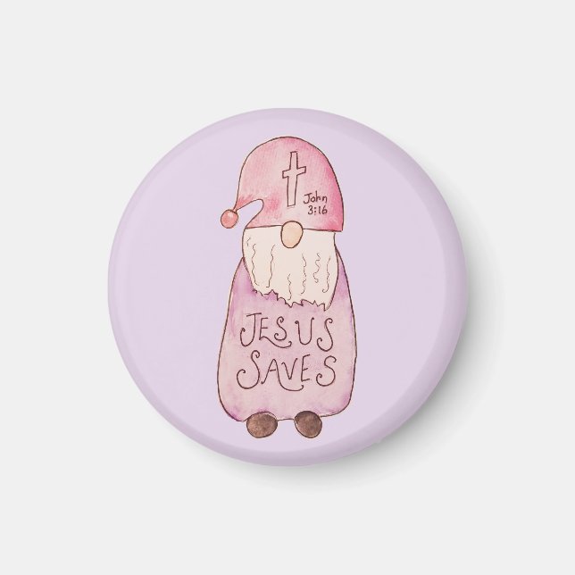 Jésus Sauve Gnome  Magnet (Devant)