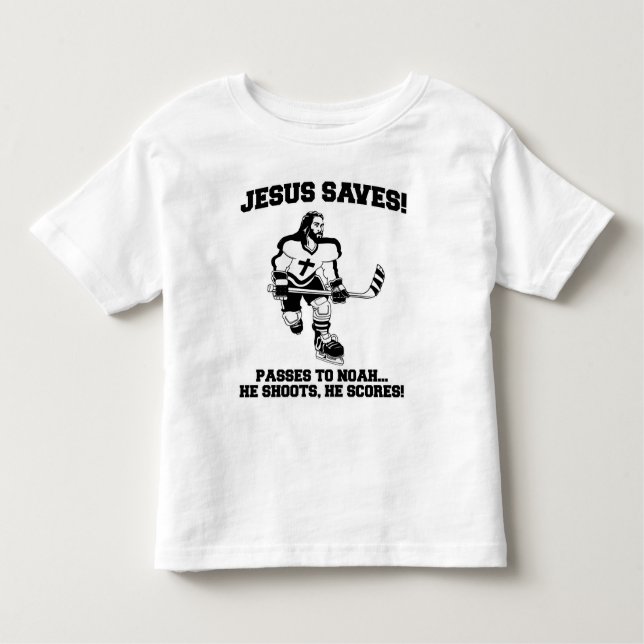 Jésus sauve le T-shirt drôle d'hockey (Devant)