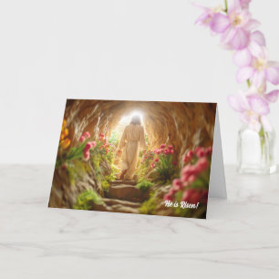 Jésus sortant du tombeau du jardin Carte de Pâques