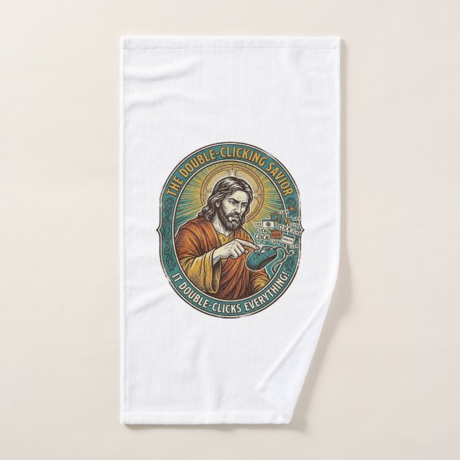 Jésus Souris Double Clic Cassée Bureau IT Tech  (Serviette à main)