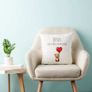 Jésus Sourit Sur Ma Foi Coussin Décoratif