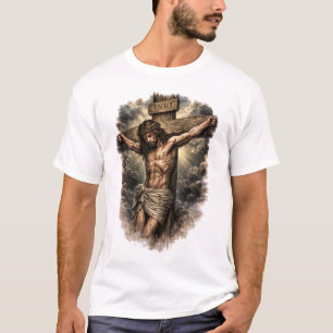 Jésus sur la croix t-shirt de foi chrétienne