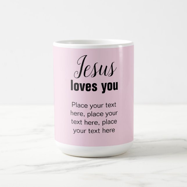 Jésus t'aime avec ton message, mug chrétien (Centre)
