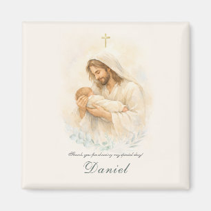 Jésus tenant un bébé Magnet de rappel pour le bapt