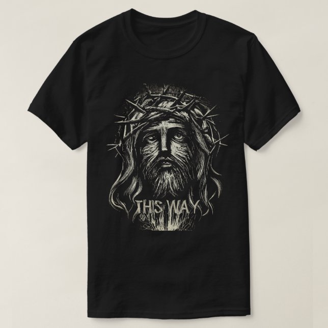 Jésus "This Way" Gras Graphic T-Shirt (Design devant)