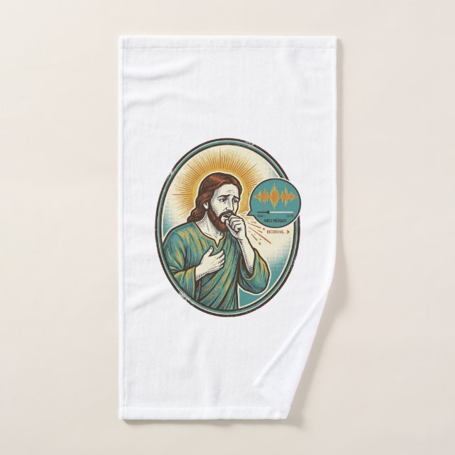 Jésus tousse au milieu d'un message audio de note  (Serviette à main)