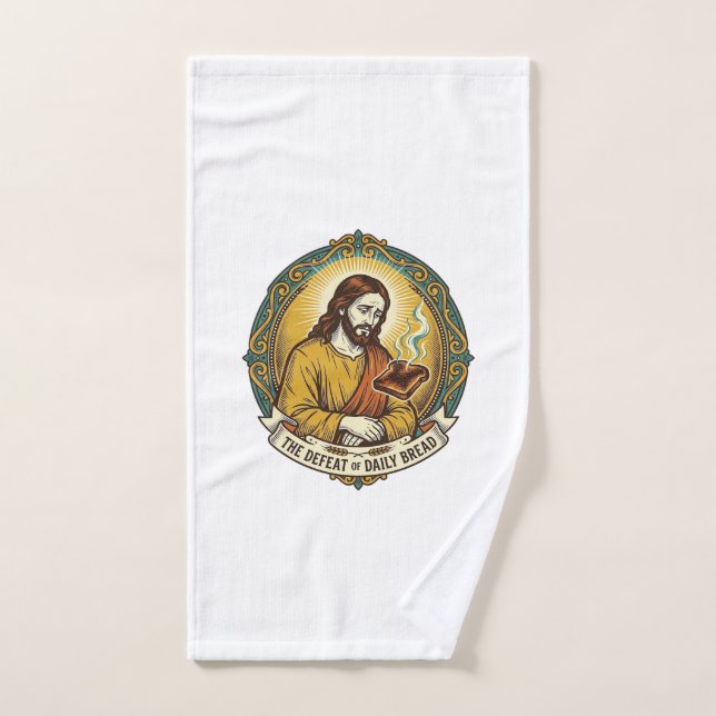 Jésus vaincu fumant du pain grillé brûlé petit-déj (Serviette à main)