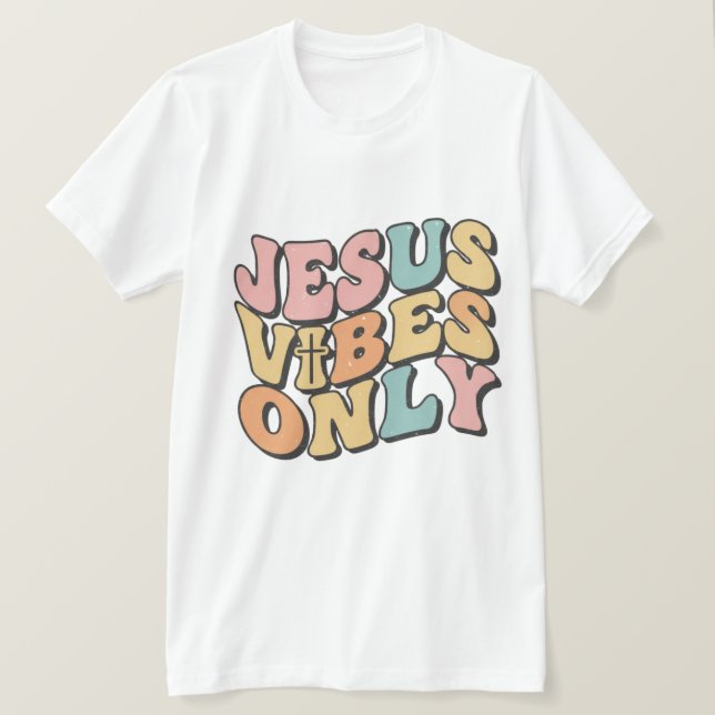 Jesus Vibes Only Retro Christian Men’s T-Shirt  (Design devant)