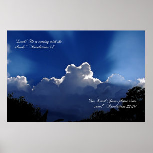 Jésus vient dans les nuages Inspirationnel Poster