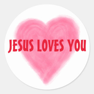 JÉSUS VOUS AIME Sticker Rond