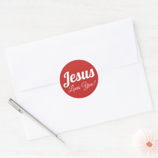 Jesus Vous Aime Sticker Rond Classique