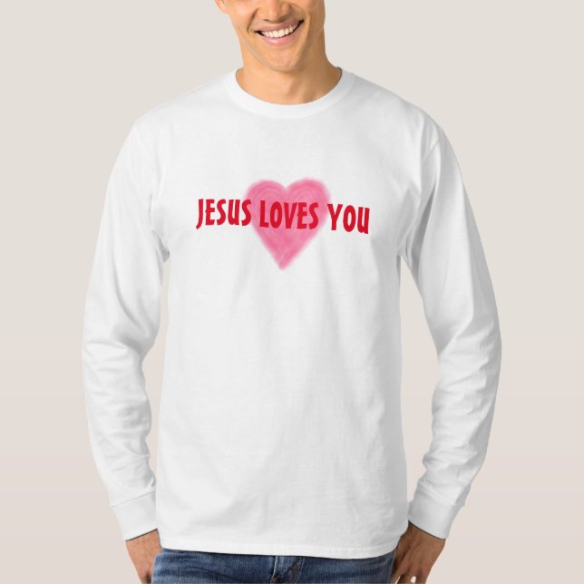 JÉSUS VOUS AIME T-shirt à manches longues pour hom (Devant)
