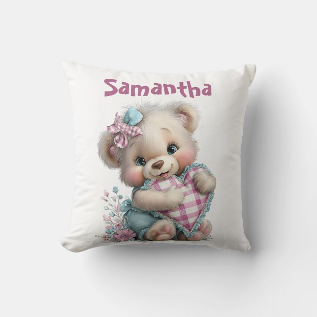Jet de Coussin Ours en Peluche Baby Shower  (Recto)