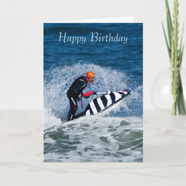 jet ski sports d'anniversaire carte de voeux (Devant)