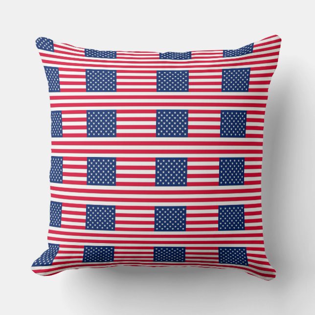 Jeté de coussin Drapeau Américain – Étoiles & Rayu (Recto)