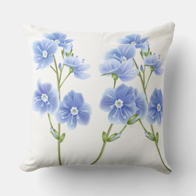 Jeté de Coussin - Fleurs Sauvages Bleues (Recto)