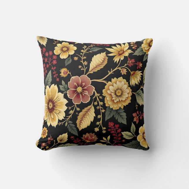 Jeté de coussin motif fleurs  (Recto)