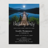 Jetée de nuit avec Pleine lune Invitation d'annive